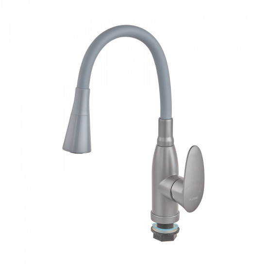 Змішувач для кухні PLAMIX CEZAR-011-B SET GRAPHITE REFL.GRAY з силіконовим виливом, з підведенням (