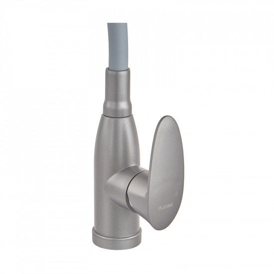 Змішувач для кухні PLAMIX CEZAR-011-B SET GRAPHITE REFL.GRAY з силіконовим виливом, з підведенням (