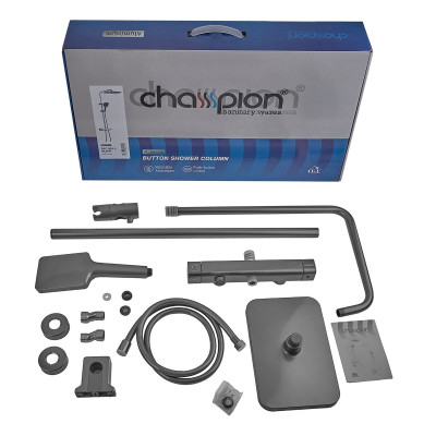 Душова колона зі змішувачем з алюмінію Champion PBC-009-J GRAPHITE, 3 режими (CH6548) Душова колона зі змішувачем з алюмінію Champion PBC-009-J GRAPHITE, 3 режими (CH6548)