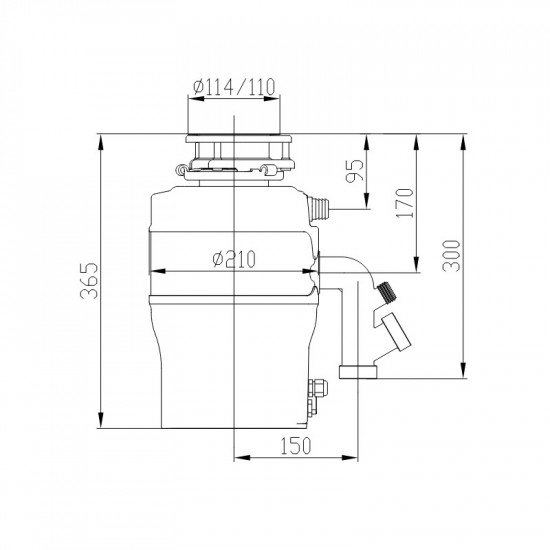 Подрібнювач харчових відходів Koer FWD-02-0,75 - SILENT (560Вт, індукційний двигун) (KR4913)