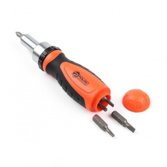 Викрутка Polax з реверсом, змінними насадками і бітами 34 в 1 (51-050)