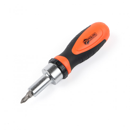 Викрутка Polax з реверсом, змінними насадками і бітами 34 в 1 (51-050)
