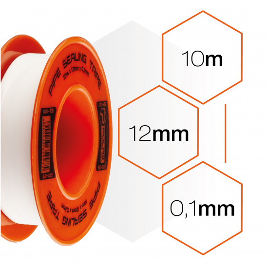 Фум стрічка Polax тефлонова ущільнювальна 10 м x 12 мм x 0,1 мм (52-001)