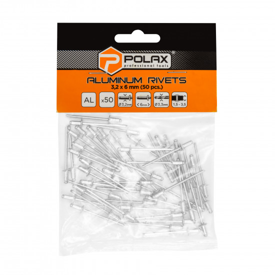 Заклепки алюмінієві витяжні 3,2 х 6 мм Polax (37-003)
