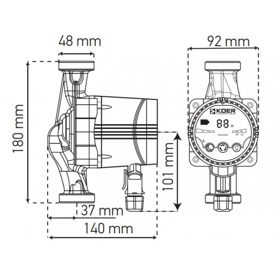 Насос циркуляційний енергозб. Koer KP.N25 / 6-180 (KP0247)