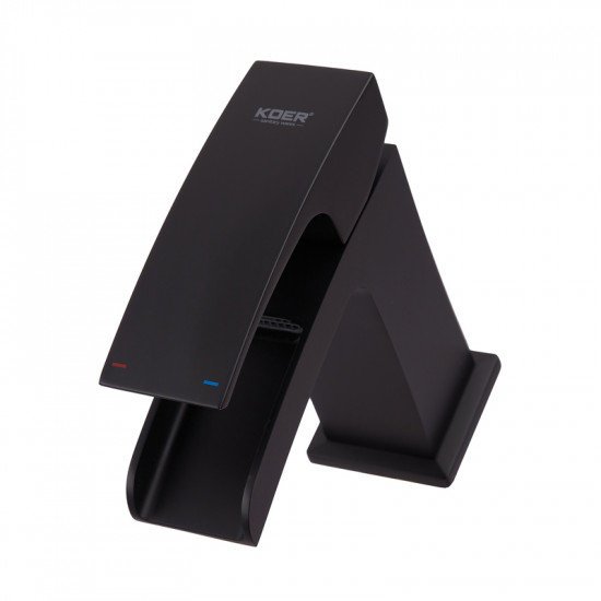 Змішувач для умивальника KOER KB-14007-05 водоспад (Колір чорний) (KR3447)