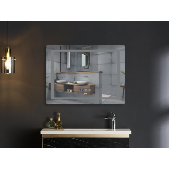 Зеркало Mixxus Style MR03-80x60 (часы, LED-подсветка, антизапотевание) (MI6005)