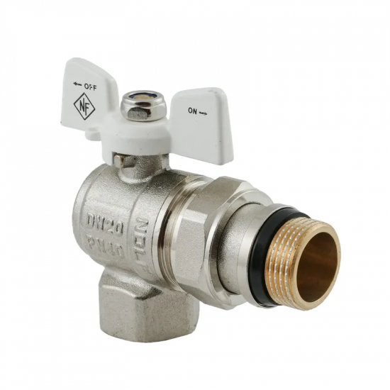 Кран кульовий з американкою Nolf classic NFC.983-08-3/4" FM ГШМ WHITE кутовий "антипротікання" (NF3