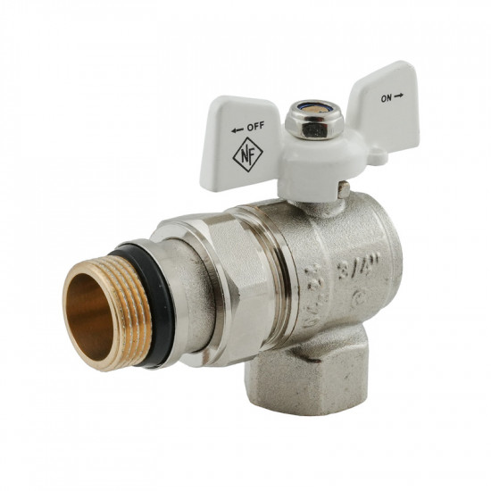 Кран кульовий з американкою Nolf classic NFC.983-08-3/4" FM ГШМ WHITE кутовий "антипротікання" (NF3