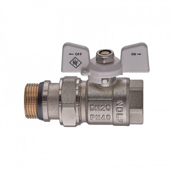 Кран шариковый с американкой Nolf classic NFC.963-08-3/4" FM ГШМ WHITE "антипротечка" (NF3161)