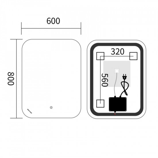 Зеркало Mixxus Premium DIVERSE MR15-80x60-REVERSE (LED Touch, Anti-fog, димер (3-6,5kK)) (MP6638)