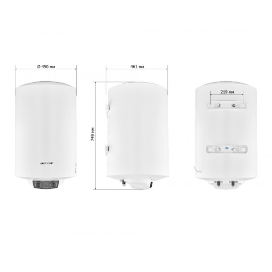 Водонагрівач "Циліндр" MIXXUS EWH-08080 ROUND DRY накопичувальний 80 л, сухий тен 2 kW (WH0609)