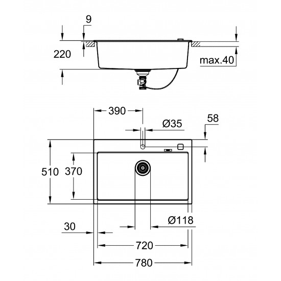 Композитная мойка для кухни Grohe K700 (31652AP0)