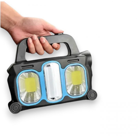 Ліхтар переносний 6168-3LED+5COB, power bank, 2х18650 акум., сонячна батарея, ЗУ microUSB, Box (20057)