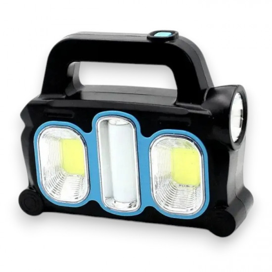 Ліхтар переносний 6168-3LED+5COB, power bank, 2х18650 акум., сонячна батарея, ЗУ microUSB, Box (20057)