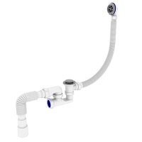 Сифон для ванны Zerix SV-02-C с ревизией, переливом и выпуском 