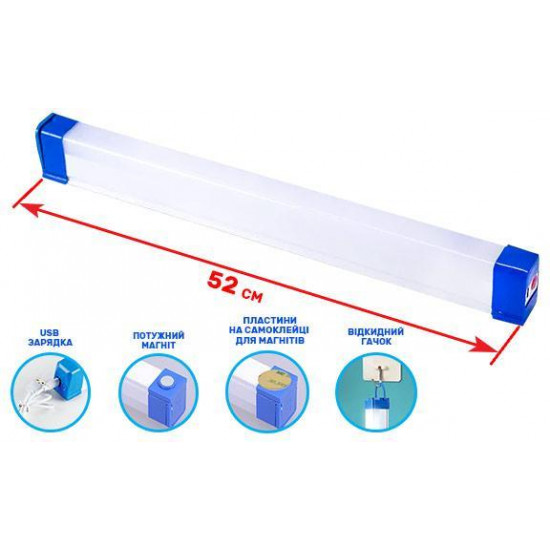 Аккумуляторная кемпинговая лампа BK-500 солнечная панель, магнит, microUSB (3 режима) 52см (20007)