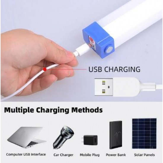 Аккумуляторная кемпинговая лампа BK-500 солнечная панель, магнит, microUSB (3 режима) 52см (20007)