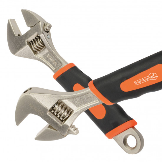 Ключ розвідний Polax з прогумованою рукояткою 200 мм (25-018)