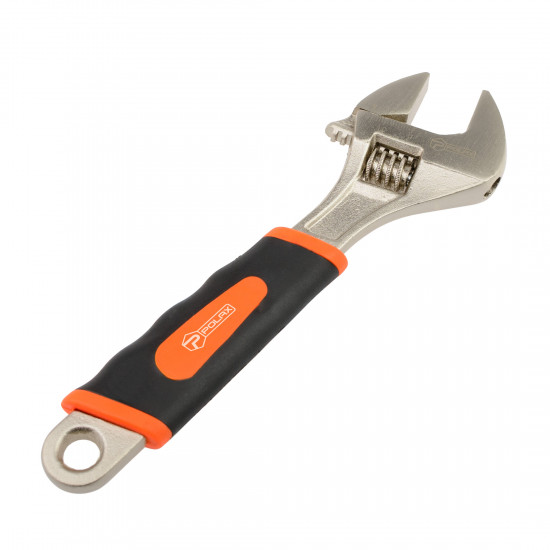 Ключ розвідний Polax з прогумованою рукояткою 200 мм (25-018)