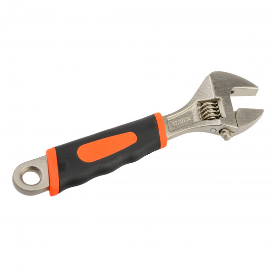 Ключ розвідний Polax з прогумованою рукояткою 200 мм (25-018)