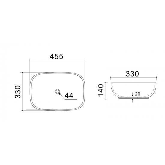 Раковина накладна Mixxus Premium DIVERSE-0116 GRAY 455x330x135mm (MP6651)