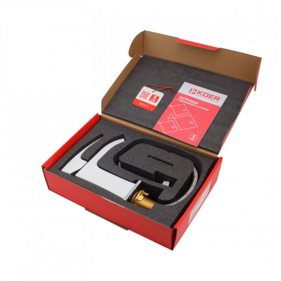 Змішувач для умивальника Koer KB-12007-04 (Колір хром+білий) (KR5151)