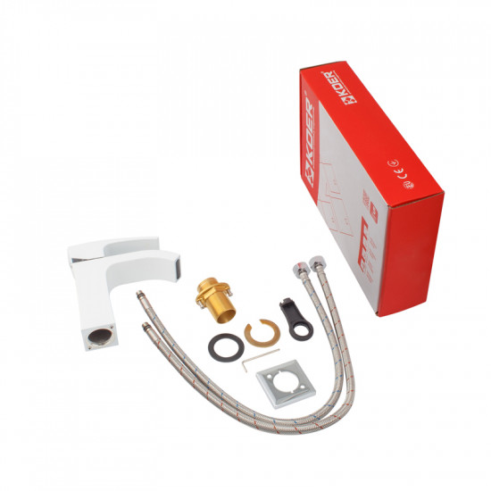 Змішувач для умивальника Koer KB-12007-04 (Колір хром+білий) (KR5151)