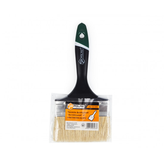 Пензель флейцевий Polax 4" тип "Англійська" професійна, змішаний ворс, пластикова ручка (10-006)