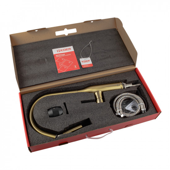 Змішувач для кухні Koer KI-70004-12 з висувним виливом (нерж. сталь) (KR5004)