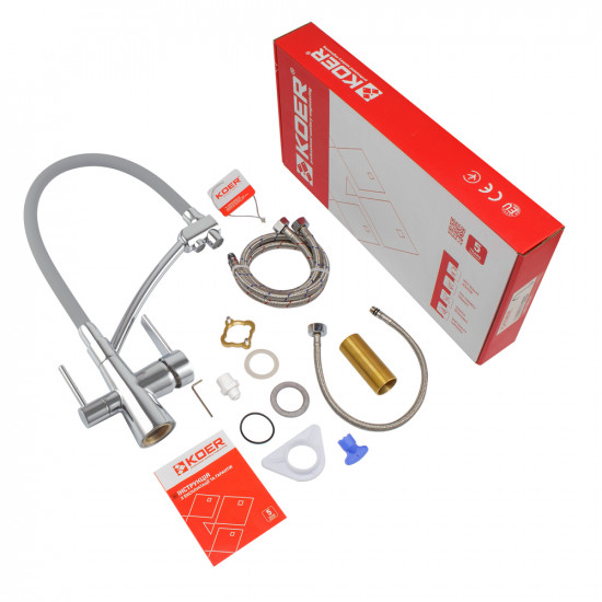 Кухонний змішувач з силік. виливом і вих. для питної води KOER KB-72003-01 (KR3375)