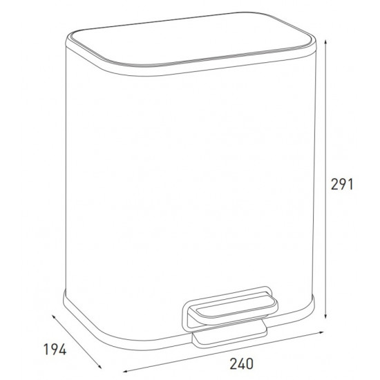 Ведро для мусора с плавным закрытием прямоугольное Mixxus Cubic-TC0105 SS Цвет 5л цвет нержавейка (M