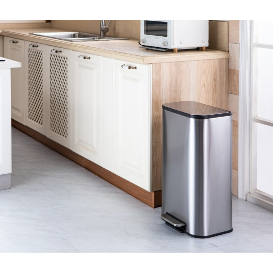 Ведро для мусора с плавным закрытием прямоугольное Mixxus Cubic-TC0105 SS Цвет 5л цвет нержавейка (M