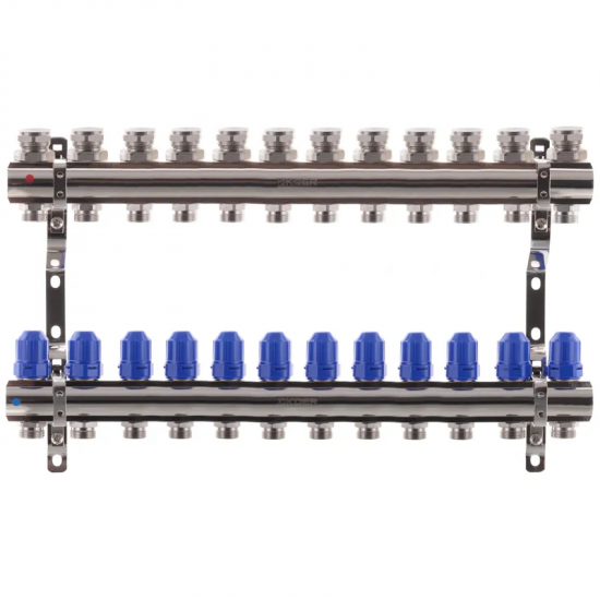 Колекторний блок з термостатичними клапанами Koer KR.1100-12 1"x12 ways (KR2638)