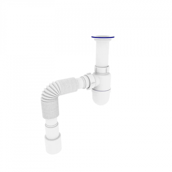 Сифон для умивальника Zerix SU-02-A 1 1/2"x40 з литим випуском (ZX4948)