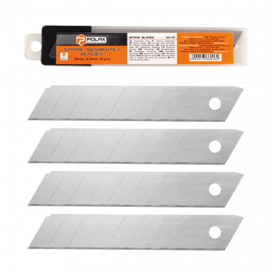 Ніж металевий та комплект лез сегментних 18 мм., 0.5 мм., 10 шт. Polax (335-73)