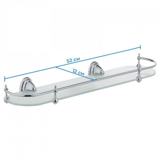 Полиця для ванної кімнати скляна Zerix LR1507 (LL1406)