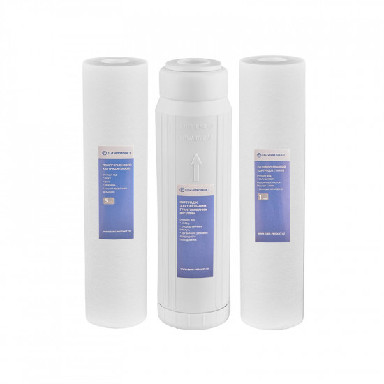 Комплект змінних картриджів Europroduct EPV-101 (ППР 5мкм+актив.гран.вуг.+ППР 1мкм) (EP5455)