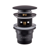 Донный клапан для умывальника с переливом Koer PW-03-05 1 1/4'' (кнопка) (Чёрный) (KR3396)