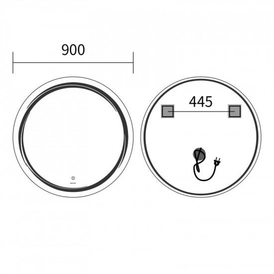 Зеркало Mixxus Premium WAVE MC04-90 (LED Touch, Anti-fog, диммер (3-6,5kK)) (MP6637)