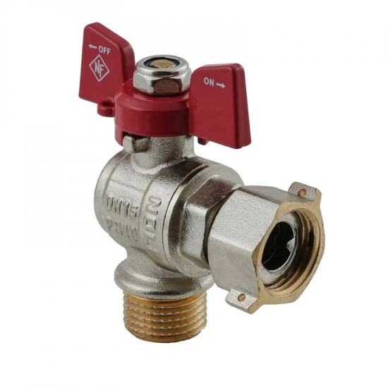 Кран кульовий Nolf classic NFC.841-06-1/2"FM ГШМ з накидною гайкою кутовий, ручка "метелик" червона