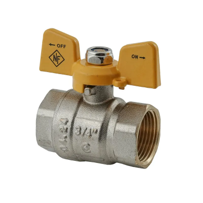 Кран кульовий Nolf classic NFC.712-08-3/4" FF ГГМ YELLOW, ручка "метелик" жовта (NF3135)
