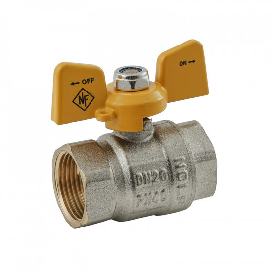 Кран кульовий Nolf classic NFC.712-08-3/4" FF ГГМ YELLOW, ручка "метелик" жовта (NF3135)