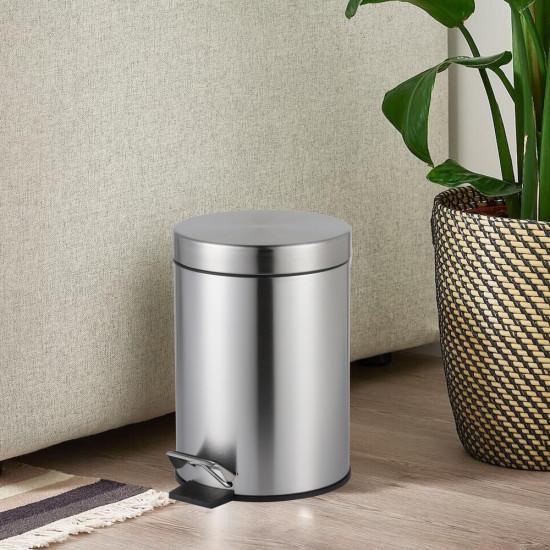 Відро для сміття з плавним закриттям кругле Zerix Solo-TC0205 SS Color 5л колір нержавійка (ZX5888)