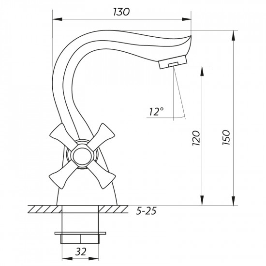 Змішувач для умивальника Zerix MED-A 722 (ZX2801)