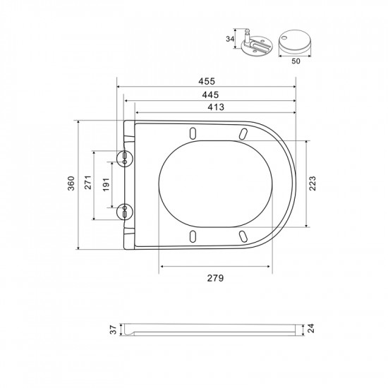 Сидіння-кришка для унітазу Mixxus Premium SEAT COVER ELLIPSE-2005 GRAY 445х360х37mm дюропласт (MP66