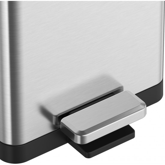 Ведро для мусора с плавным закрытием прямоугольное Koer TC-010315-02 15 л цвет нержавейка (KR5603)