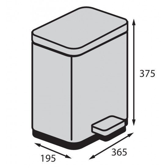Ведро для мусора с плавным закрытием прямоугольное Koer TC-010315-02 15 л цвет нержавейка (KR5603)