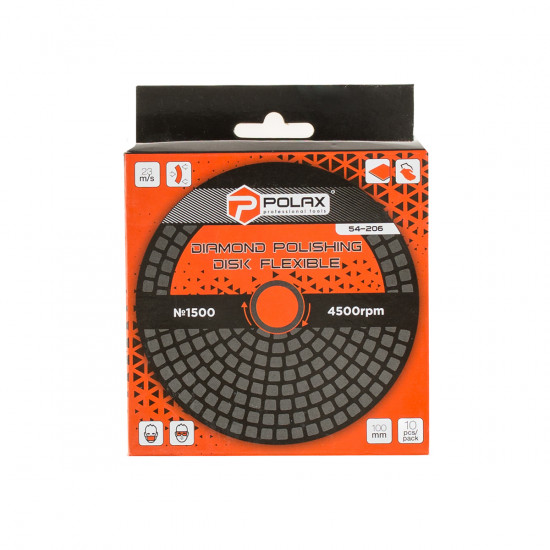 Диск алмазний Polax шліфувальний гнучкий на липучці "Черепашка" 100 мм, P1500 (54-206)