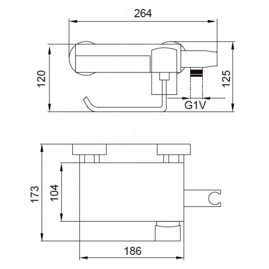 Змішувач з гігієн. душем, тримачем рушника і кам'ян. поличкою KOER KB-25101-01 (KR3390)